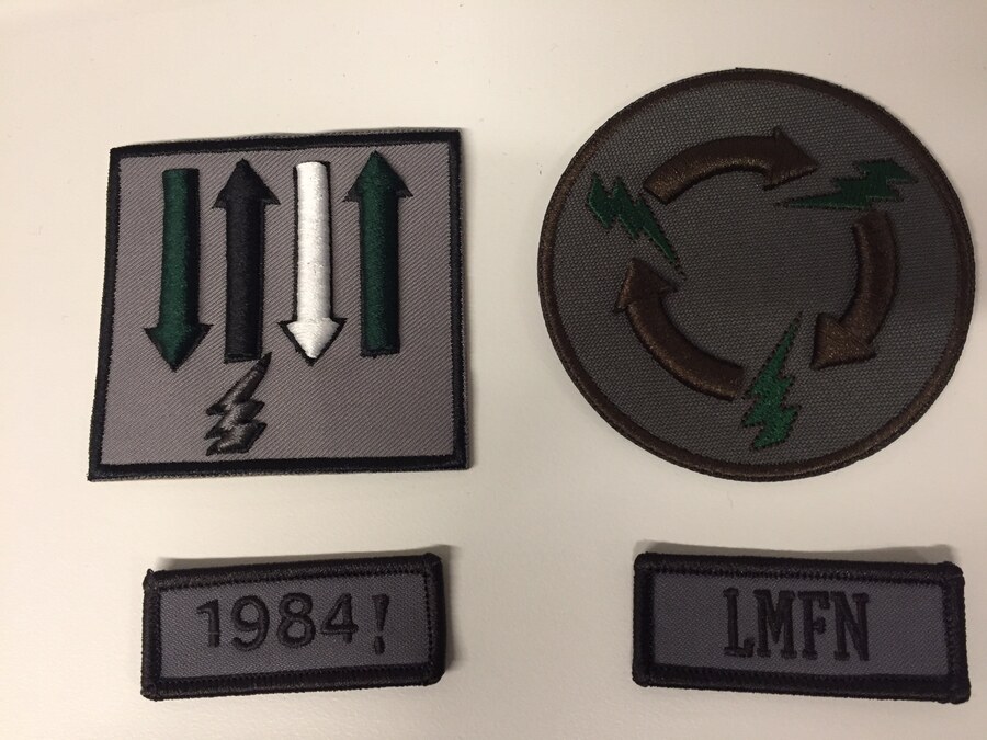 Woven patch samples, Herman Market